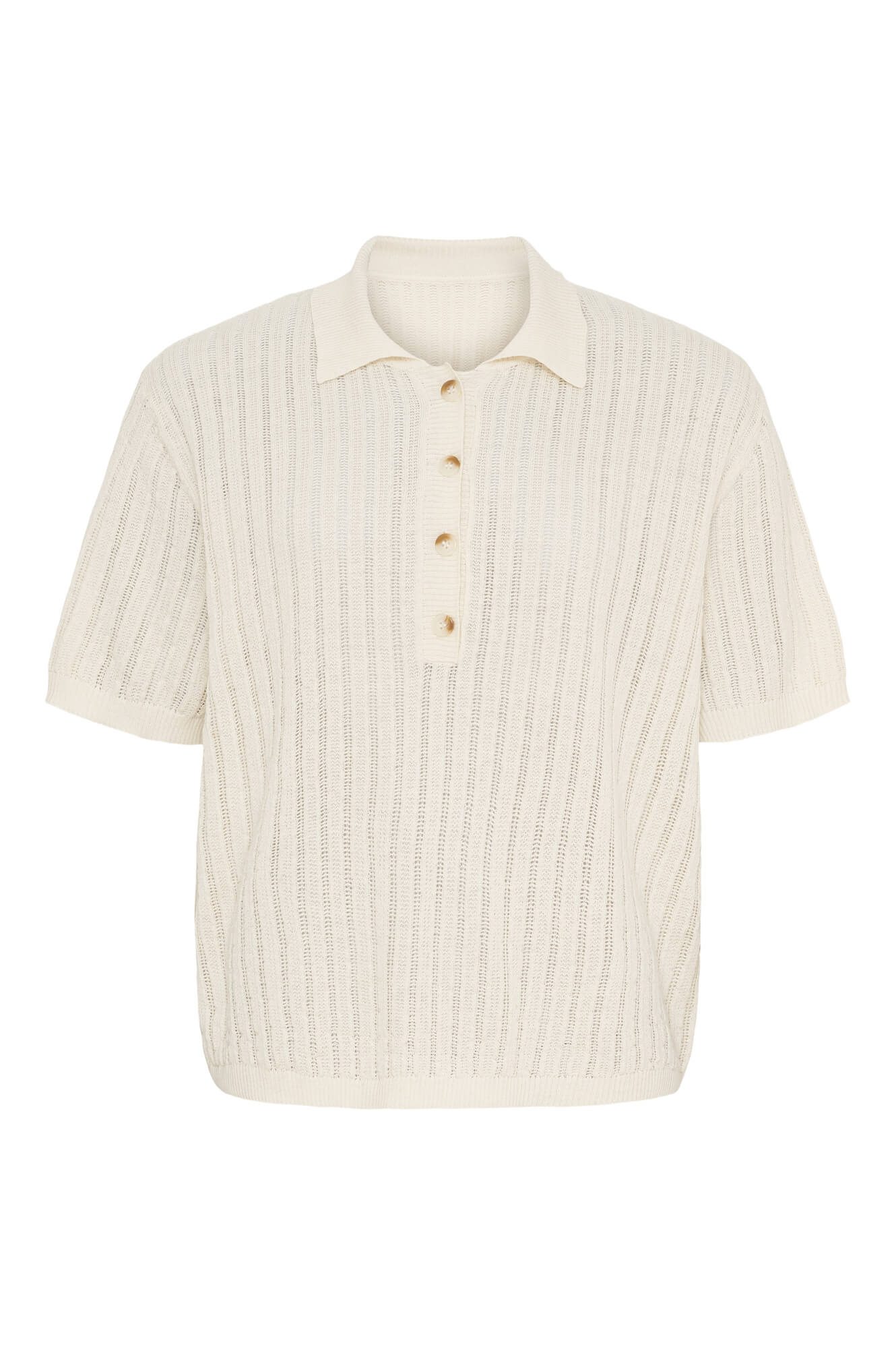 AMELIA SS KNIT POLO - WHITE SAND