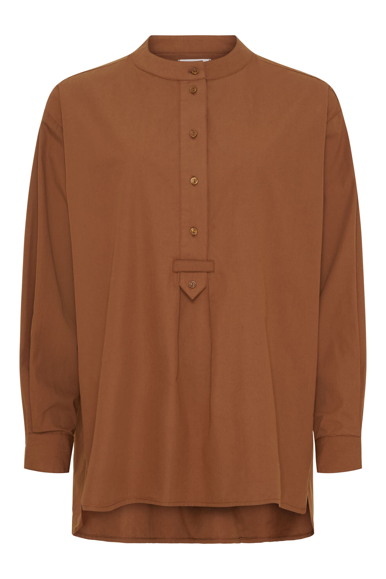 IRISSA OS PLACKET BLOUSE - CAMBRIDGE BROWN